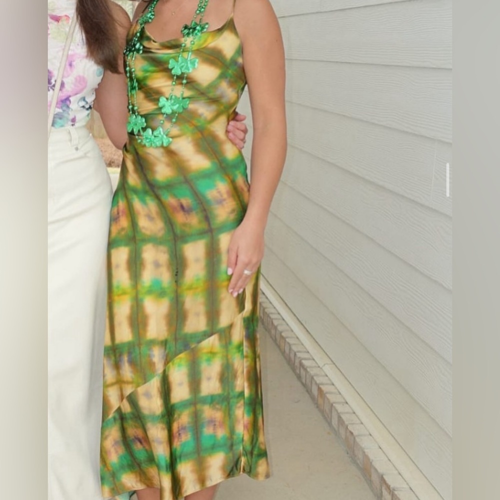 Green Printed Zara Midi Tank Dress